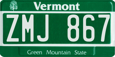 VT license plate ZMJ867