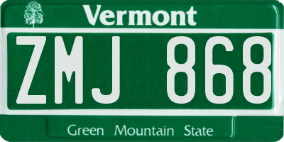 VT license plate ZMJ868