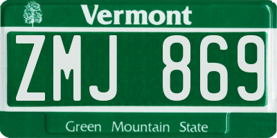VT license plate ZMJ869