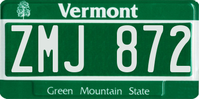 VT license plate ZMJ872