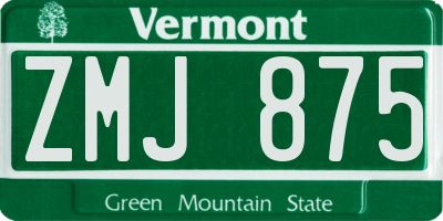 VT license plate ZMJ875