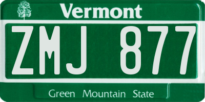 VT license plate ZMJ877