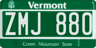VT license plate ZMJ880