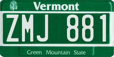 VT license plate ZMJ881