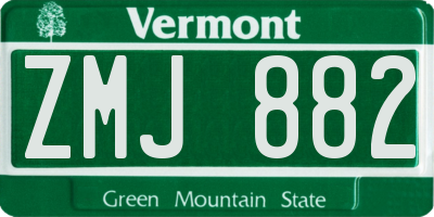 VT license plate ZMJ882