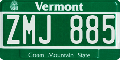 VT license plate ZMJ885