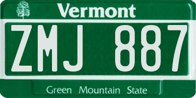VT license plate ZMJ887