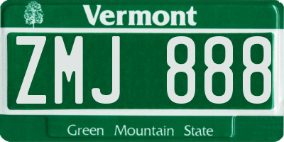 VT license plate ZMJ888