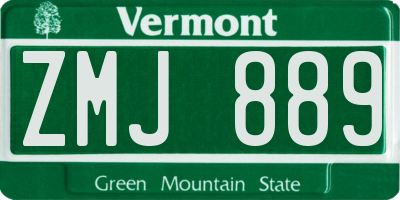 VT license plate ZMJ889