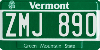VT license plate ZMJ890