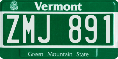 VT license plate ZMJ891