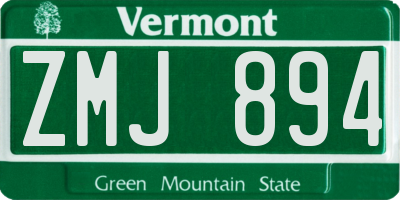 VT license plate ZMJ894