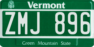 VT license plate ZMJ896