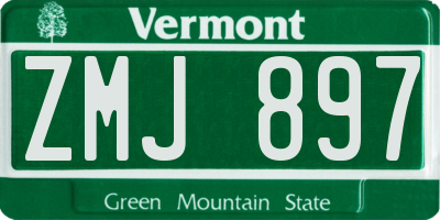 VT license plate ZMJ897
