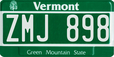 VT license plate ZMJ898