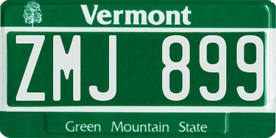 VT license plate ZMJ899
