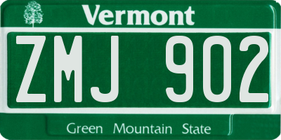 VT license plate ZMJ902