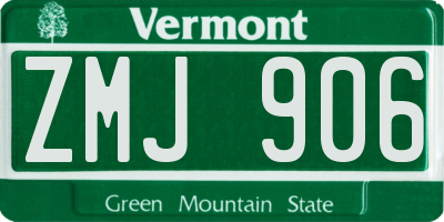 VT license plate ZMJ906