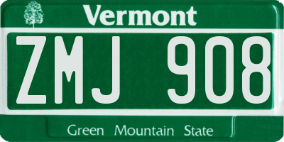 VT license plate ZMJ908
