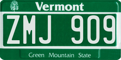 VT license plate ZMJ909