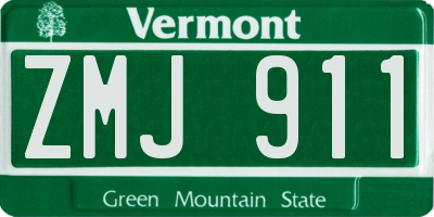 VT license plate ZMJ911