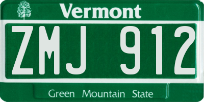 VT license plate ZMJ912