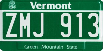 VT license plate ZMJ913