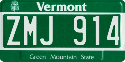 VT license plate ZMJ914