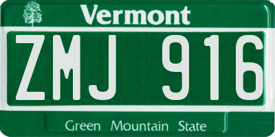 VT license plate ZMJ916