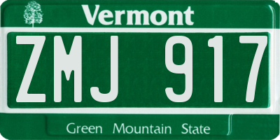 VT license plate ZMJ917