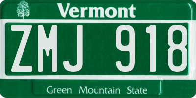 VT license plate ZMJ918