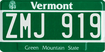 VT license plate ZMJ919