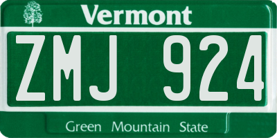 VT license plate ZMJ924