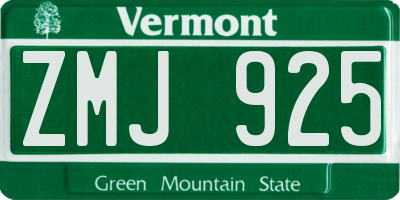 VT license plate ZMJ925