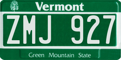VT license plate ZMJ927