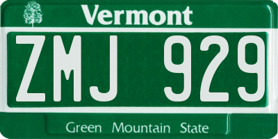 VT license plate ZMJ929