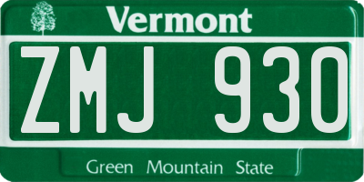 VT license plate ZMJ930