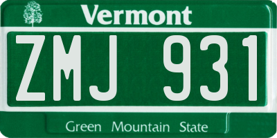 VT license plate ZMJ931