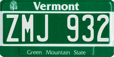 VT license plate ZMJ932