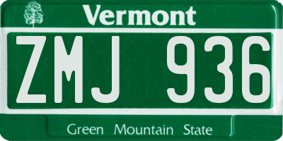 VT license plate ZMJ936