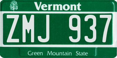 VT license plate ZMJ937