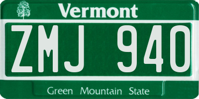 VT license plate ZMJ940