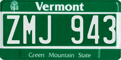 VT license plate ZMJ943