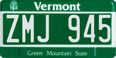 VT license plate ZMJ945