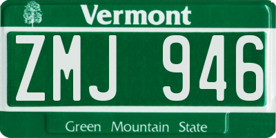 VT license plate ZMJ946