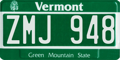 VT license plate ZMJ948