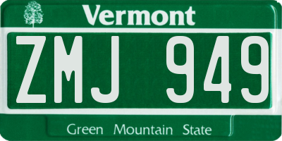 VT license plate ZMJ949
