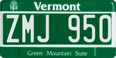 VT license plate ZMJ950