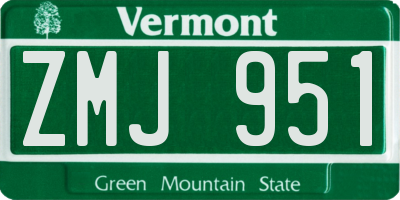 VT license plate ZMJ951