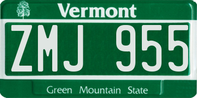 VT license plate ZMJ955
